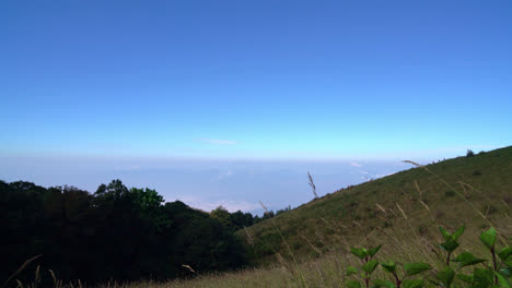 beautiful mountain layer with clouds and blue sky at kew mae pan nature trail in chiang mai, thailand