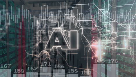 animation of ai text and data processing over computer servers