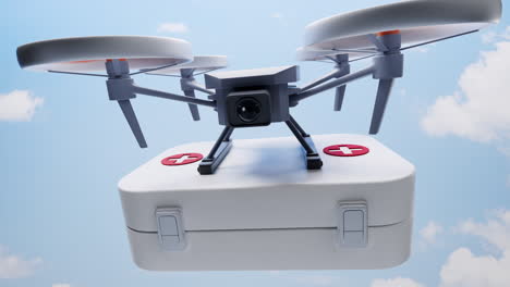 realistic drone carrying the first aid medical box, 3d rendering.