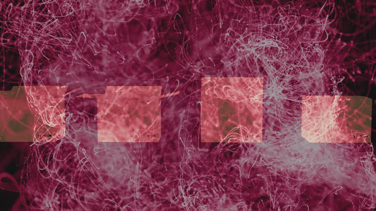 Animation of swirling red and pink patterns with rectangular overlays in design