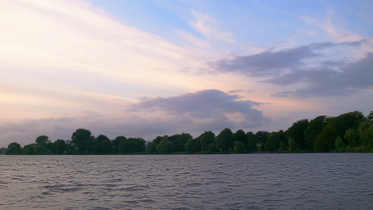 beautiful time lapse at the Alster in Hamburg with clouds passing part 1