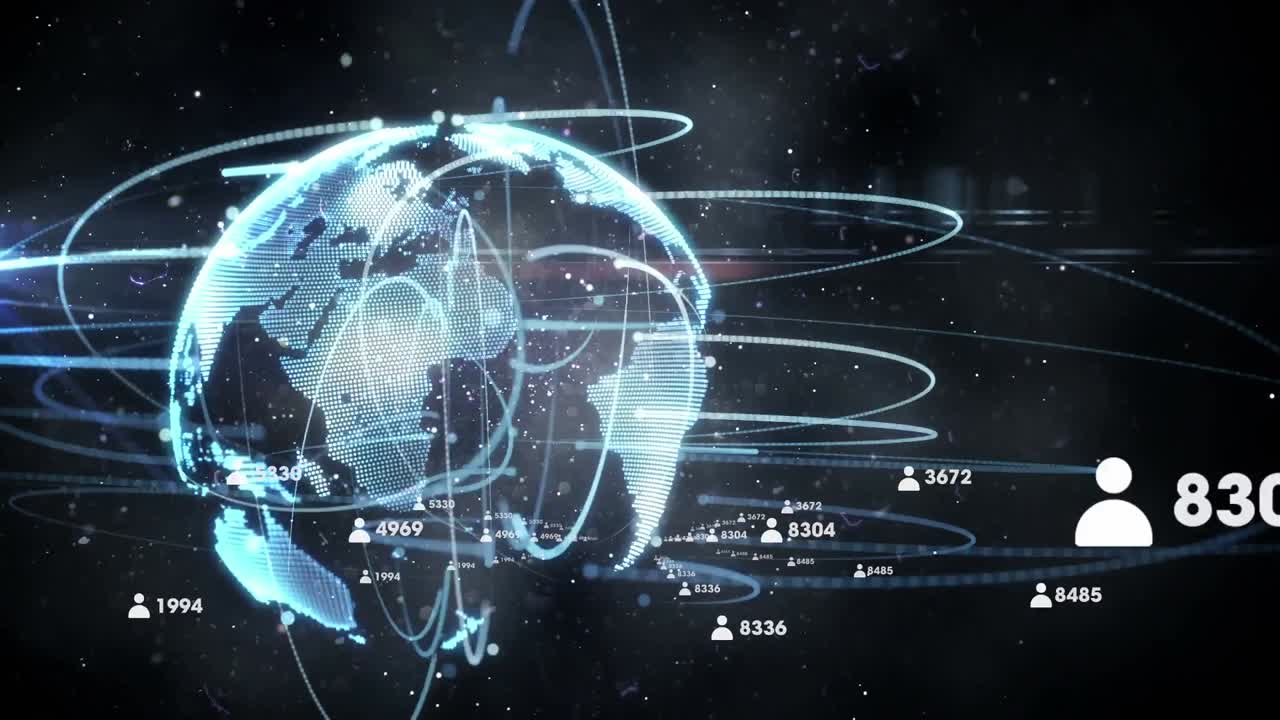 Animation of globe with networks of connections