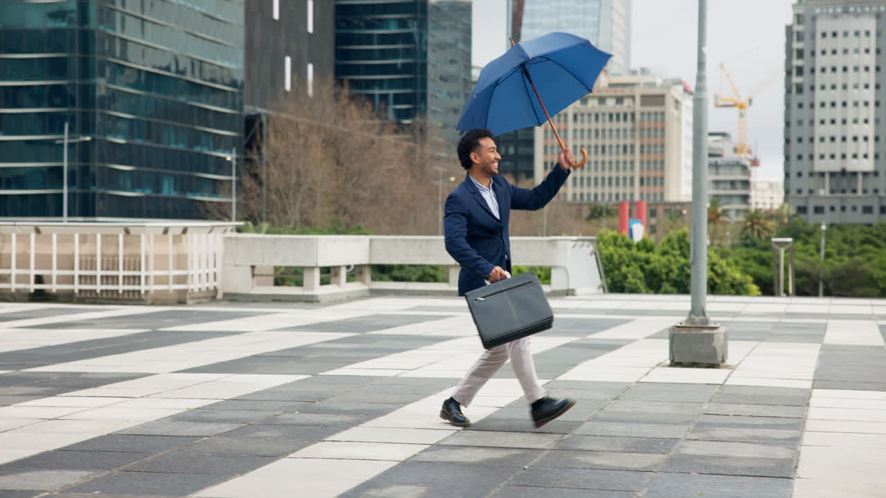 Man with Umbrella in the City