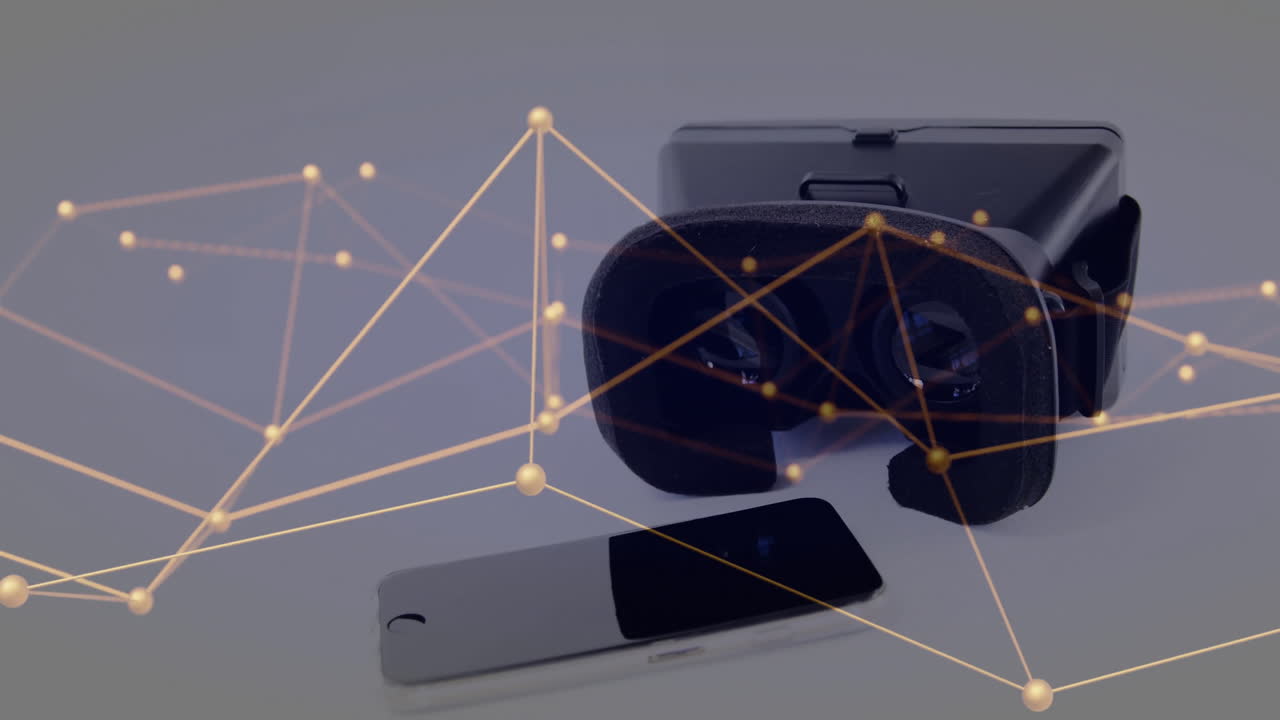 animación de la red de conexiones a través de auriculares vr