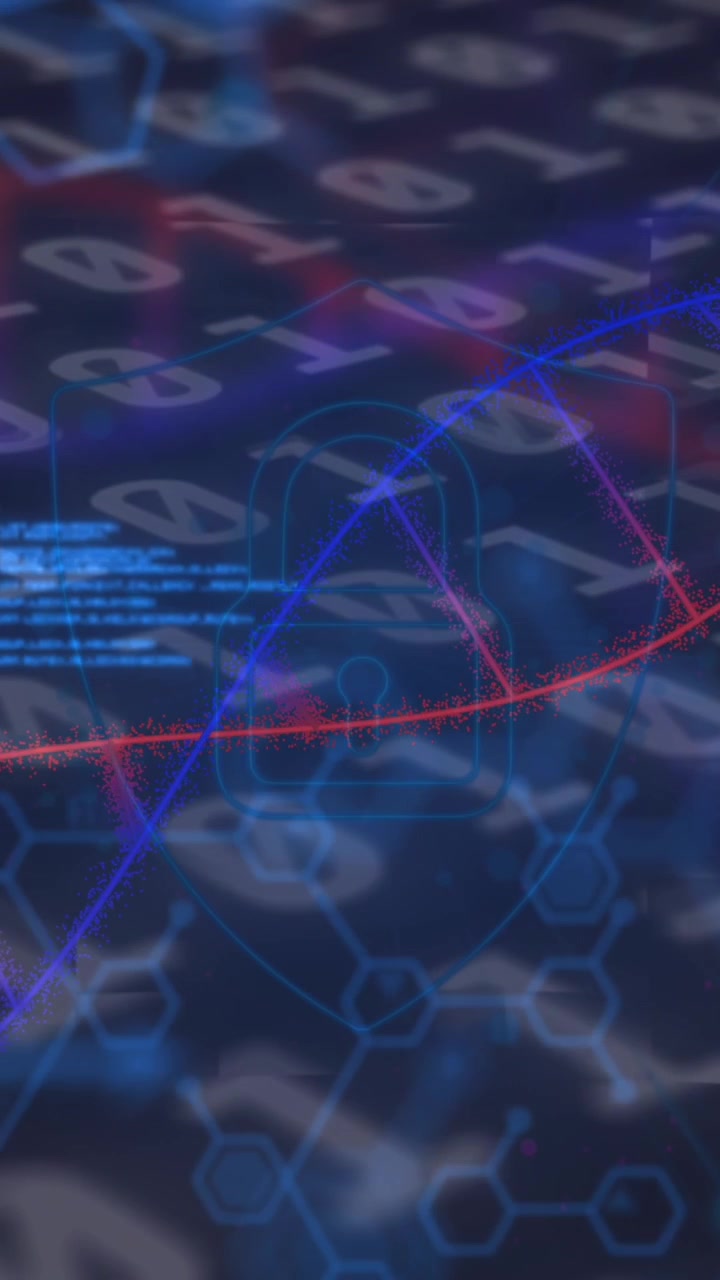Animation of medical data processing over dark background