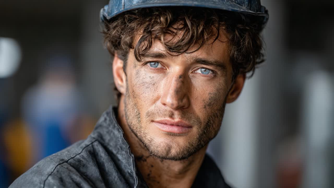 A gritty portrait of a hardworking individual, showcasing determination and resilience against the backdrop of a labor-intensive environment