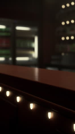 close up of a bar counter at night