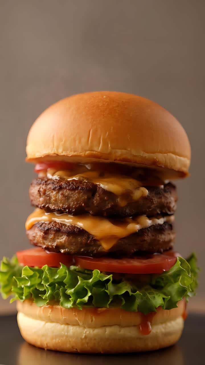 Hamburger Succoso Primo Piano Sfondo Bokeh 4K