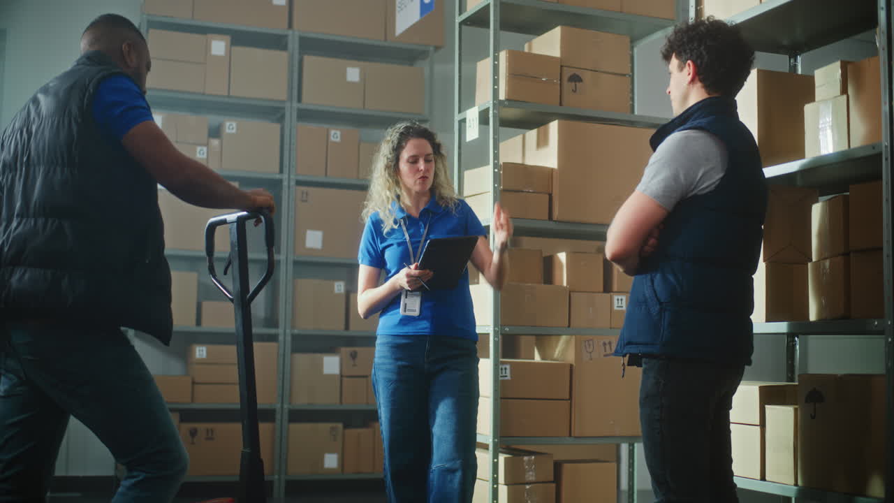 equipo de almacén comprobando el inventario