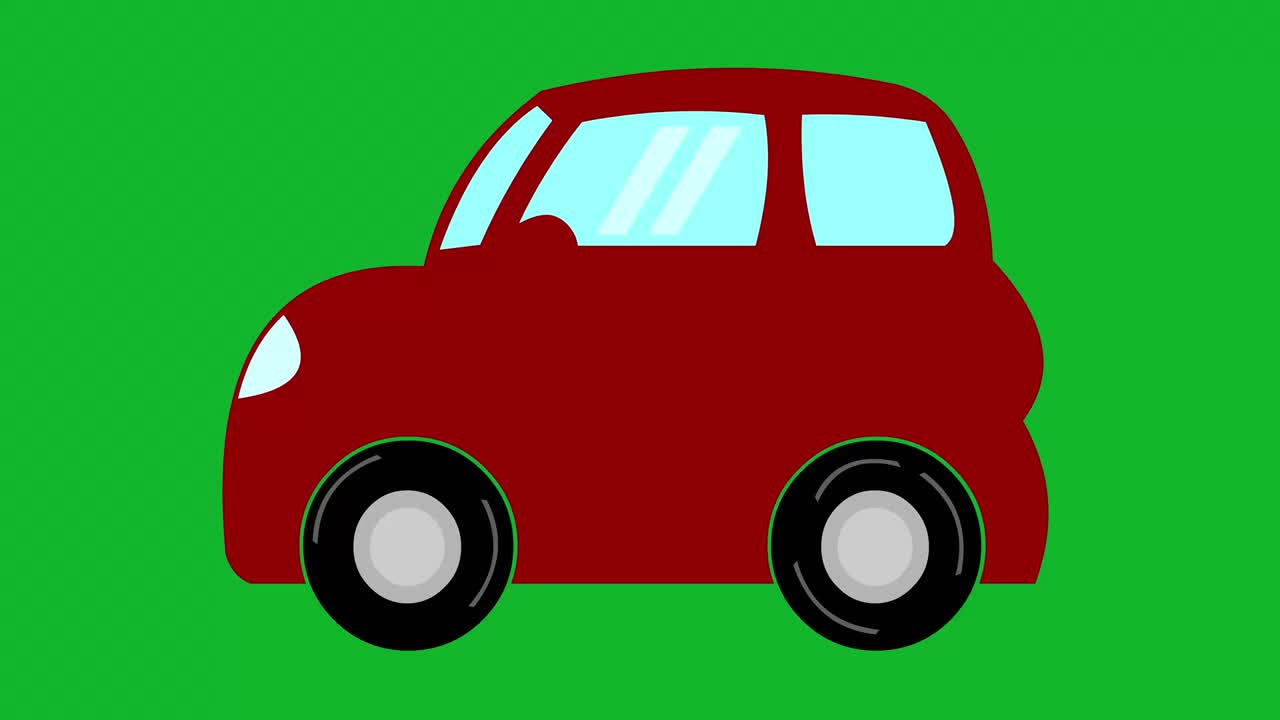 Animazione in loop di un'auto rossa con ruote in movimento