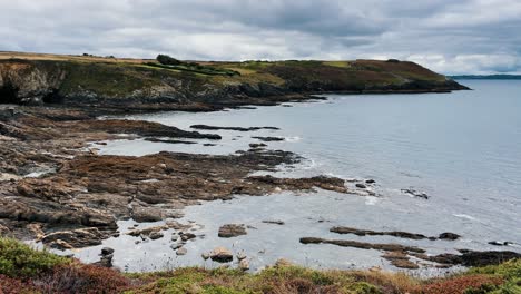 incredible view of the wild nature with cliffs at west coast in brittany with view on the atlantic ocean, france