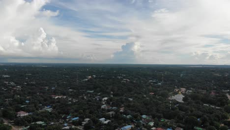 drone flying over the historical city of bago in myanmar