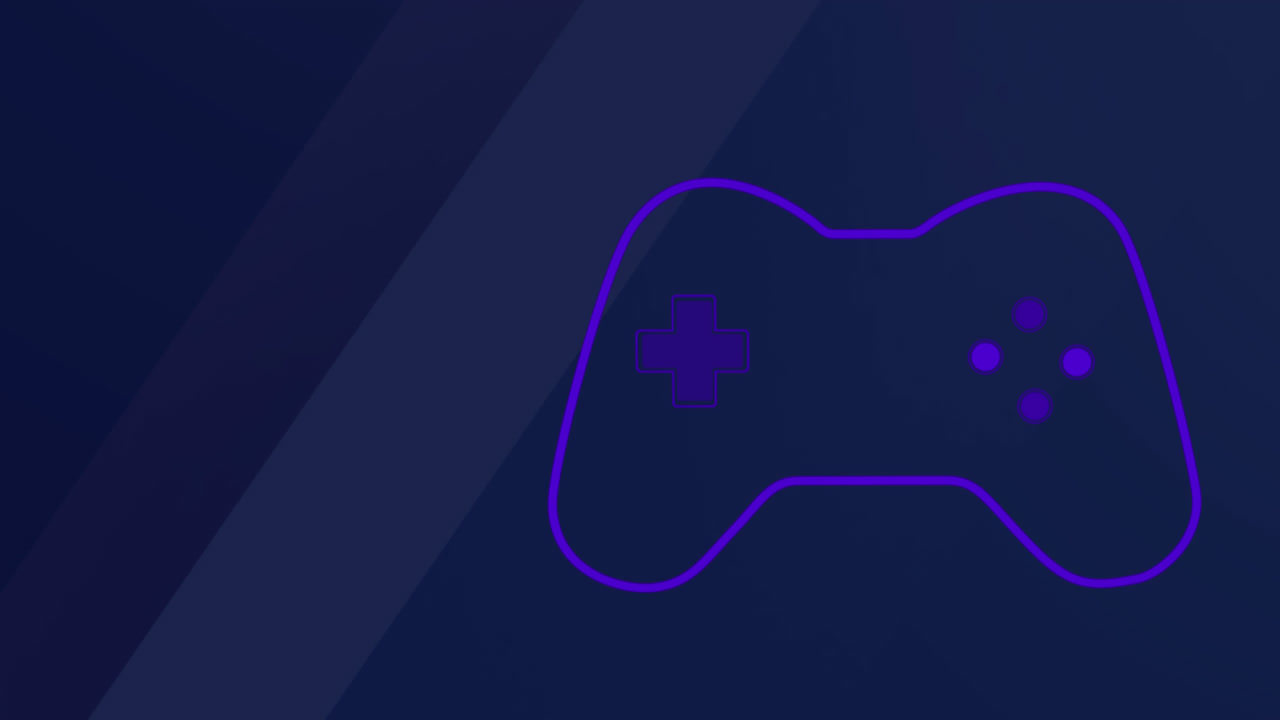 보라색 비디오 게임 로고의 애니메이션