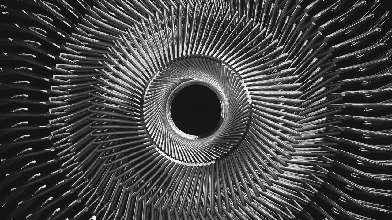 Abstract Geometric Radial Pattern in Black and White