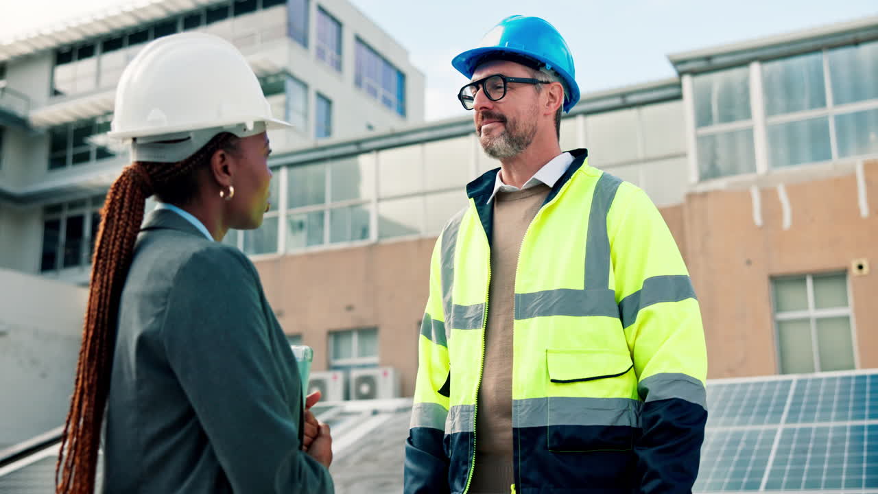 Engineers shaking hands in construction