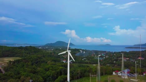 aerial drone shot: aerial 4k birds eye view on wind power / windmill