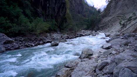 Landscape-view-of-mountian-river-in-Gorkha,-Nepal