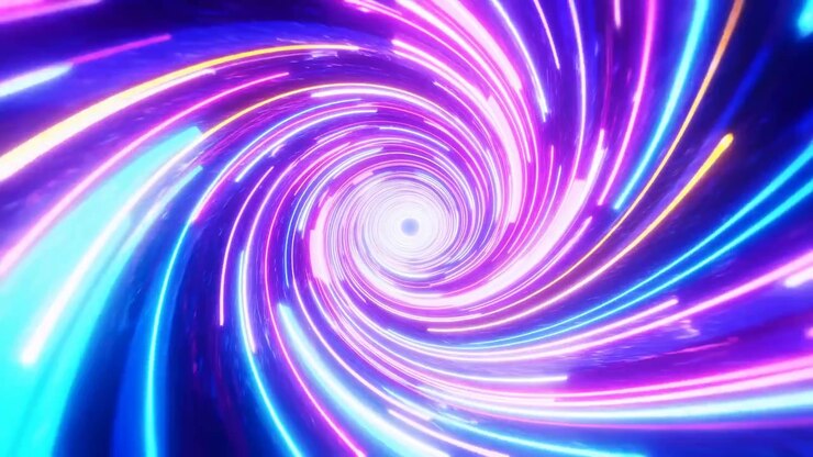 Neon Vortex Tunnel With Swirling Lights, Electric Pink And Cyan Streaks Converge Into Luminous Center, Rapid