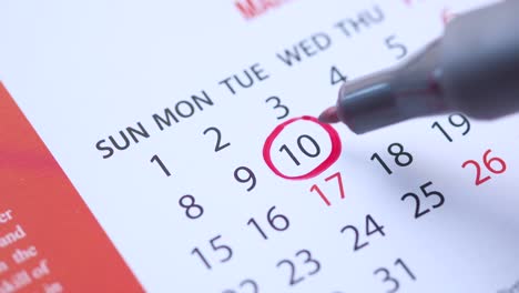 fecha marcada en el calendario
