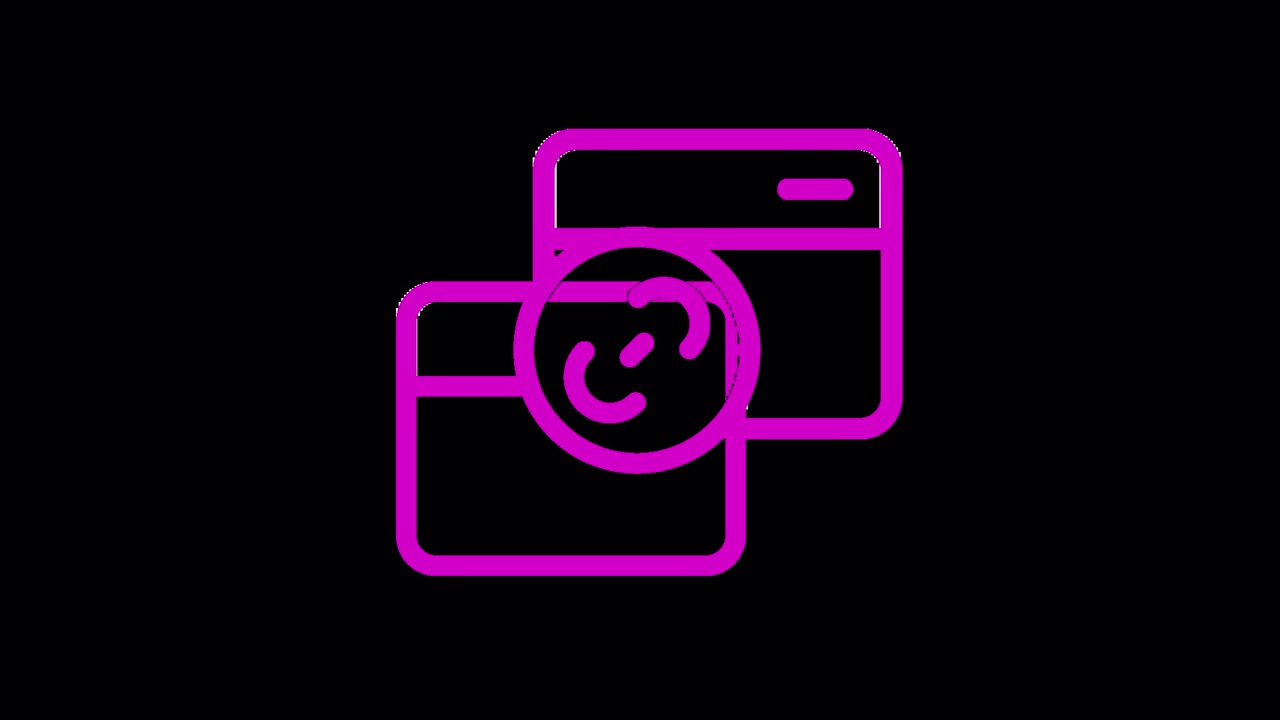 Ícone Animado de Link Magenta Conectando Documentos