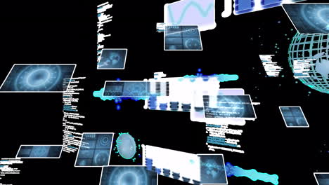animación del procesamiento de datos sobre un fondo negro