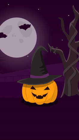 Eine-Animation-Eines-Kürbis-Halloween-Hintergrunds-Mit-Flachem-Design