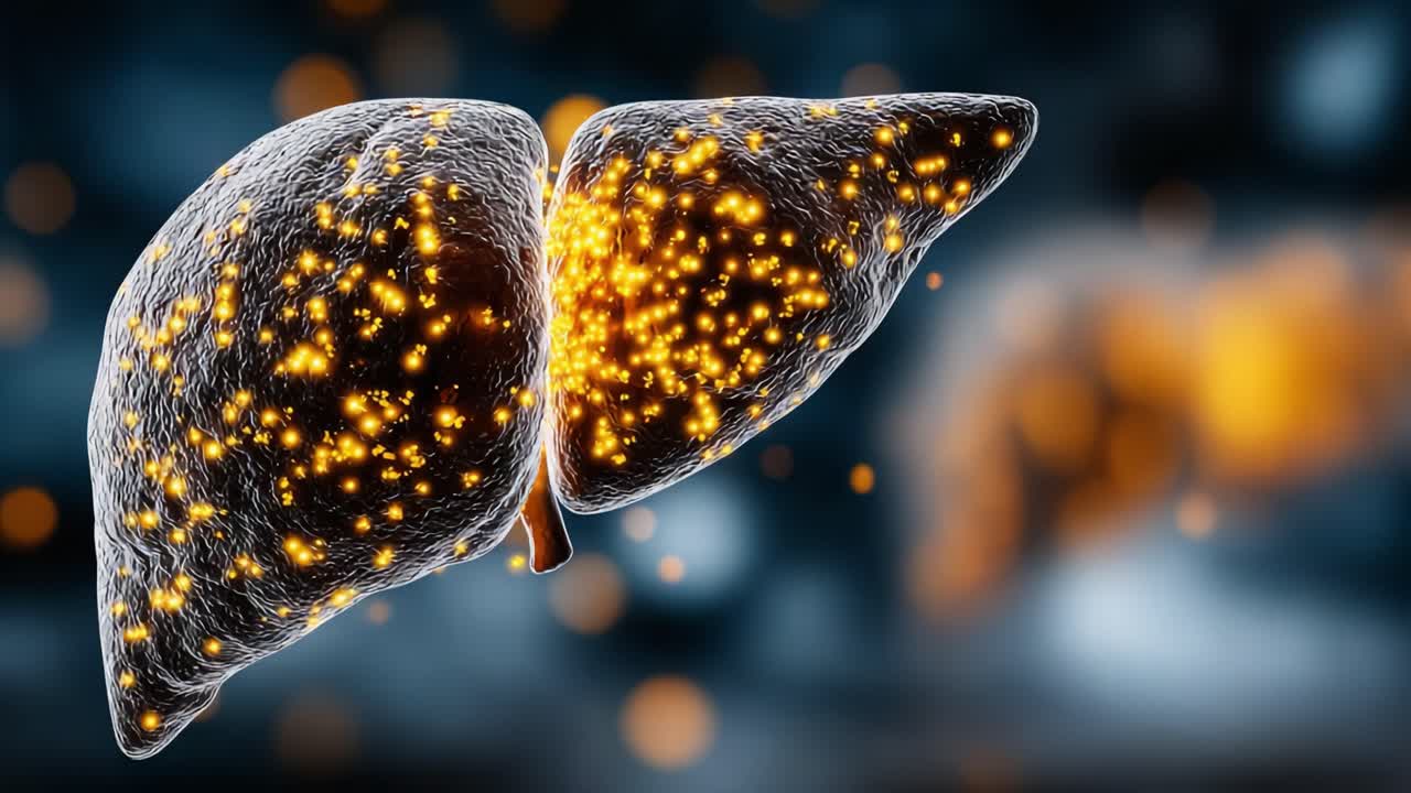 Captivating Visualization of a Healthy Liver with Sparkling Particles, Depicting Vital Functions and Health Benefits in an Artistic Representation of Internal Organs