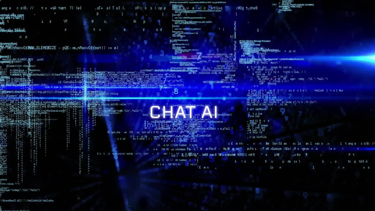 Animation of chat ai text over data processing