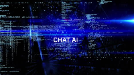 animation of chat ai text over data processing