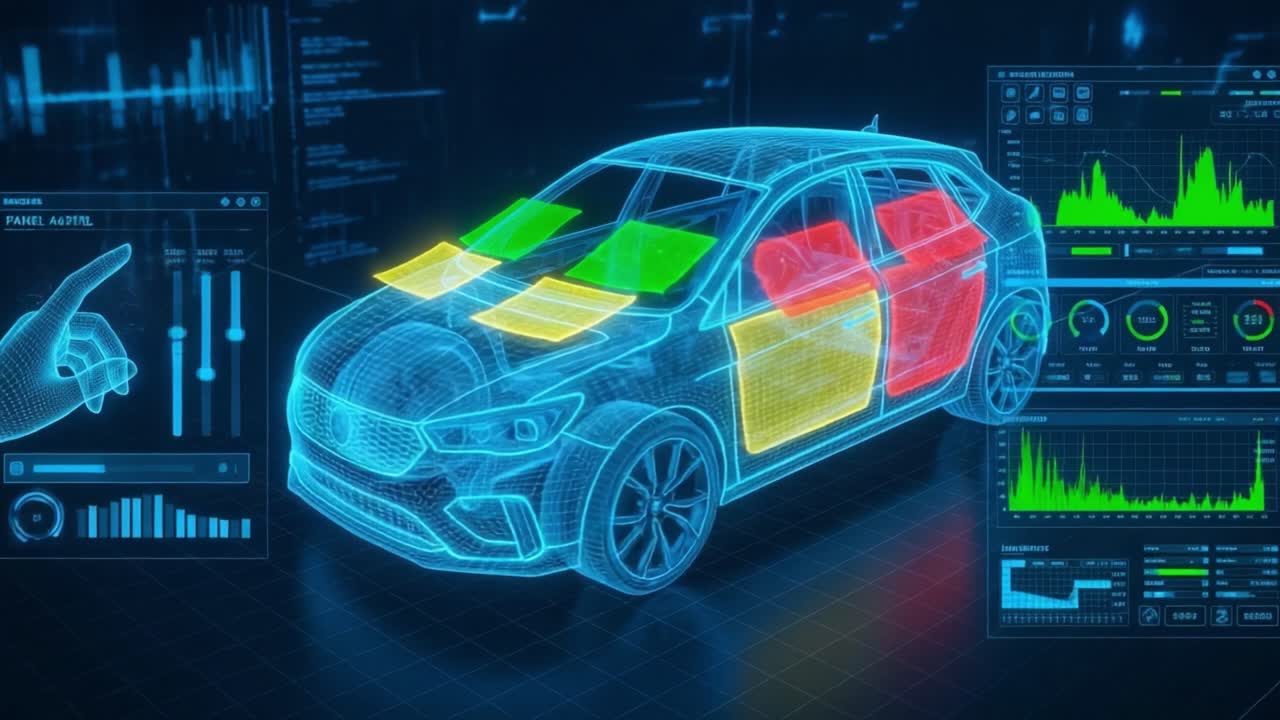 Visualizing Advanced Automotive Technology: A Glimpse into the Evolution of Vehicle Design with Interactive Data and 3D Representation of a Modern Car Prototype