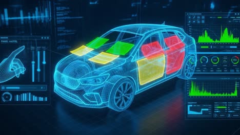 visualizing advanced automotive technology: a glimpse into the evolution of vehicle design with interactive data and 3d representation of a modern car prototype