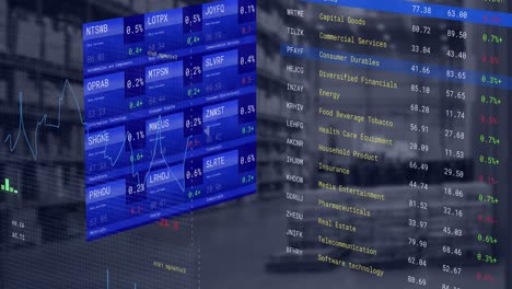 animación del procesamiento de datos financieros en el almacén