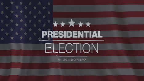 animation of presidential election united states of america text over waving american flag