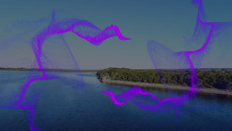 animación de la ola púrpura sobre el paisaje marino