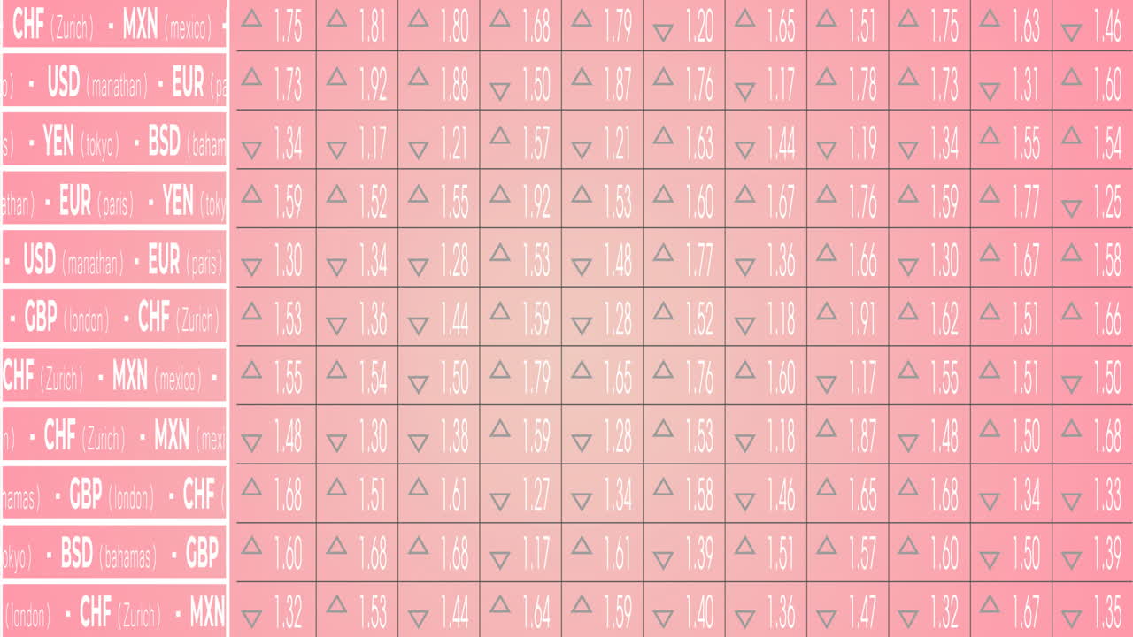 animación del mercado de valores en fondo rosado