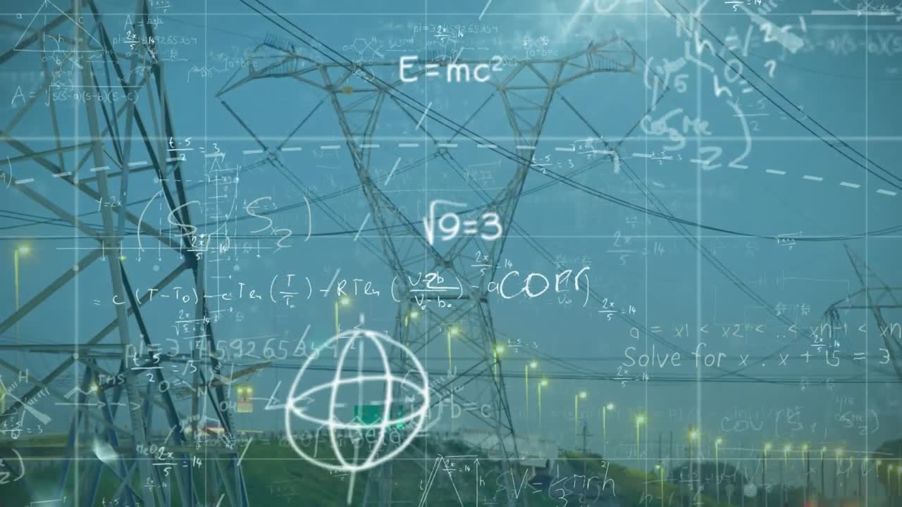 математические уравнения против трансмиссионных башен