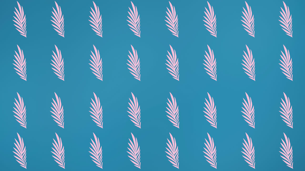 파란색 배경에 분홍색 잎 줄의 애니메이션