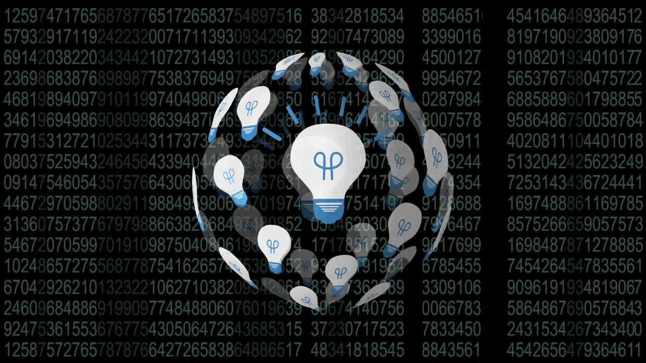 Light bulb and numbers