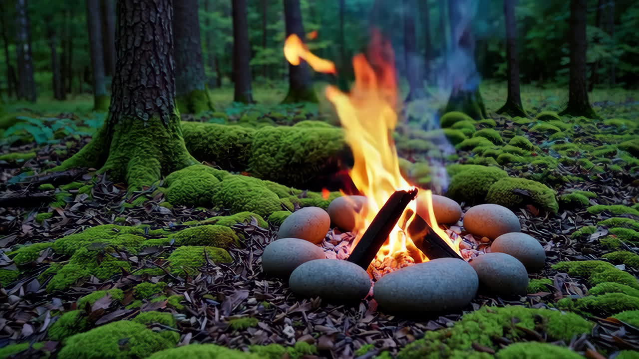 fuego de campamento en el bosque