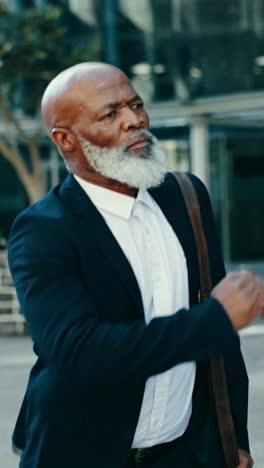 Corporate,-city-and-mature-black-man-running