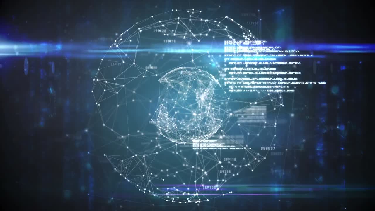 animación de la red de conexiones y procesamiento de datos en todo el mundo