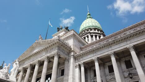 argentine flag waves national congress, monumental capital city of buenos aires