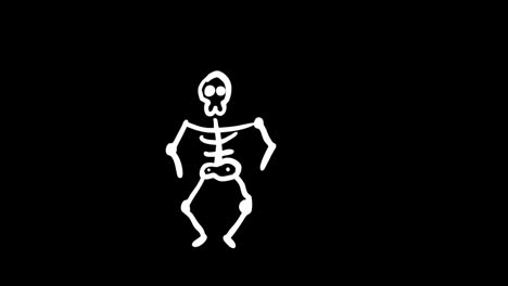 Geister-Skelett-Tanz-Loop-Motion-Grafik-Video,-Transparenter-Hintergrund-Mit-Alphakanal
