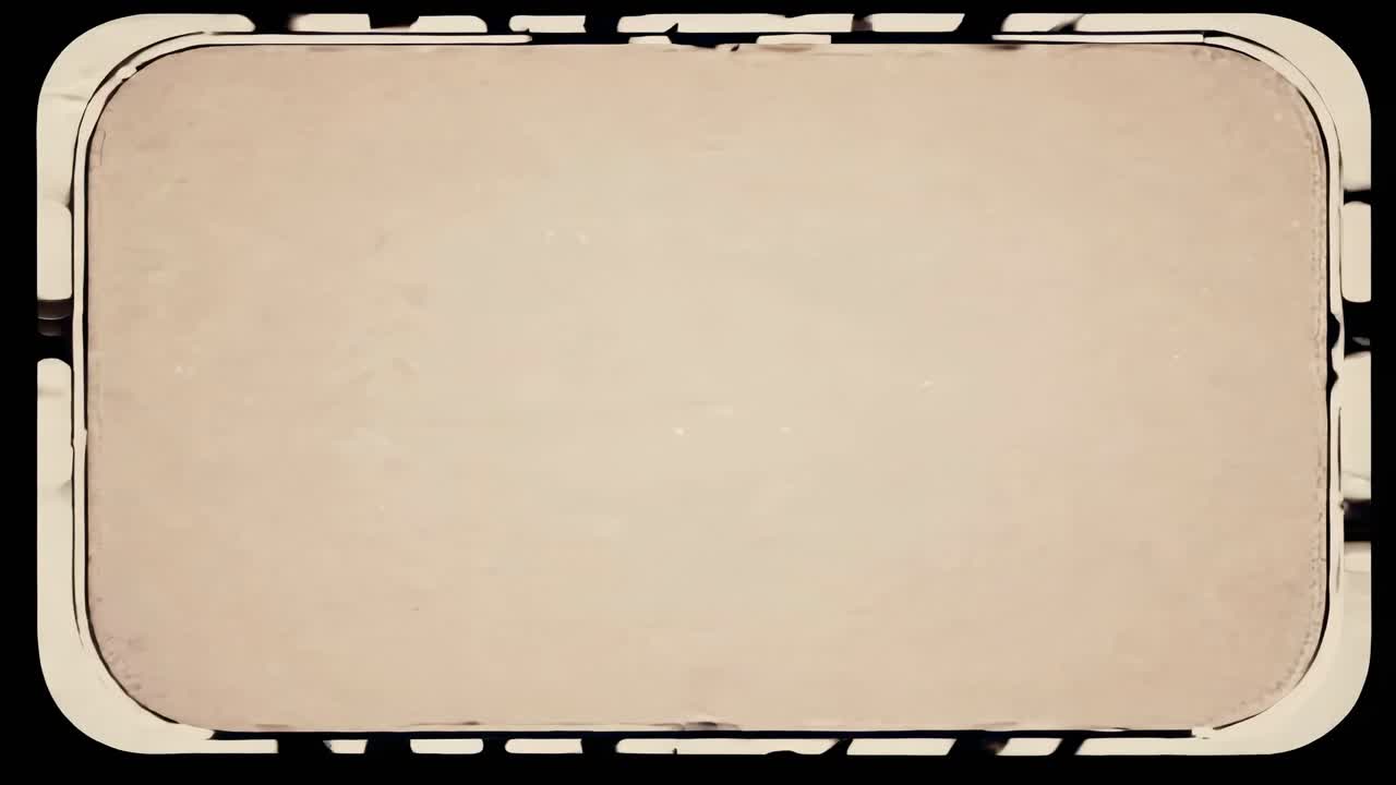 Top-down video frame of a vintage camera viewfinder, featuring a grainy, sepia-toned style