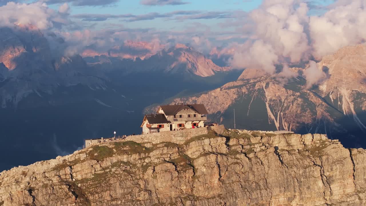4K Cinematic Drone Footage of Stunning golden hour at Refugio Nuvolau - Dolomites - Italy_24
