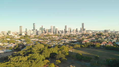 City scape at sunrise aerial view