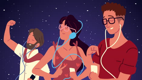 jóvenes escuchando personajes musicales