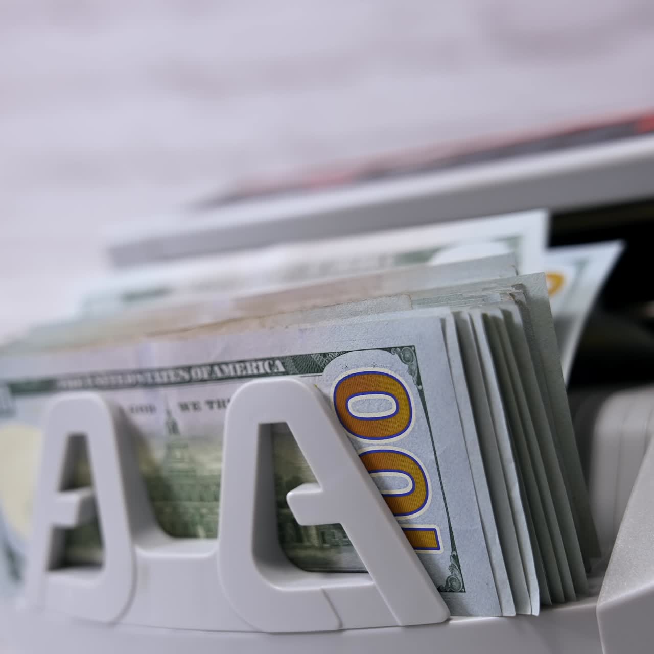 Money counting equipment for paper money calculation. US national paper currency