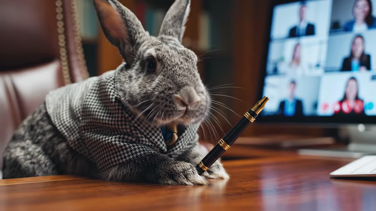Rabbit Businessman on a Conference Call