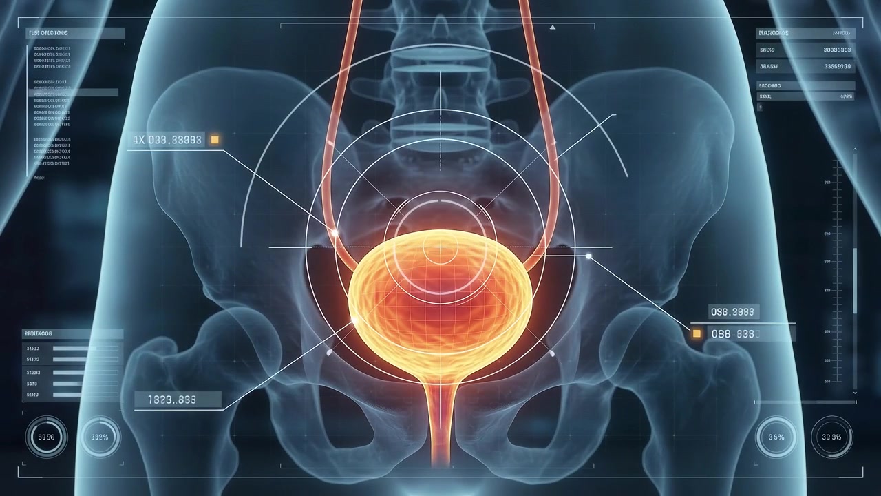 Animação médica 3D da anatomia do sistema urinário humano